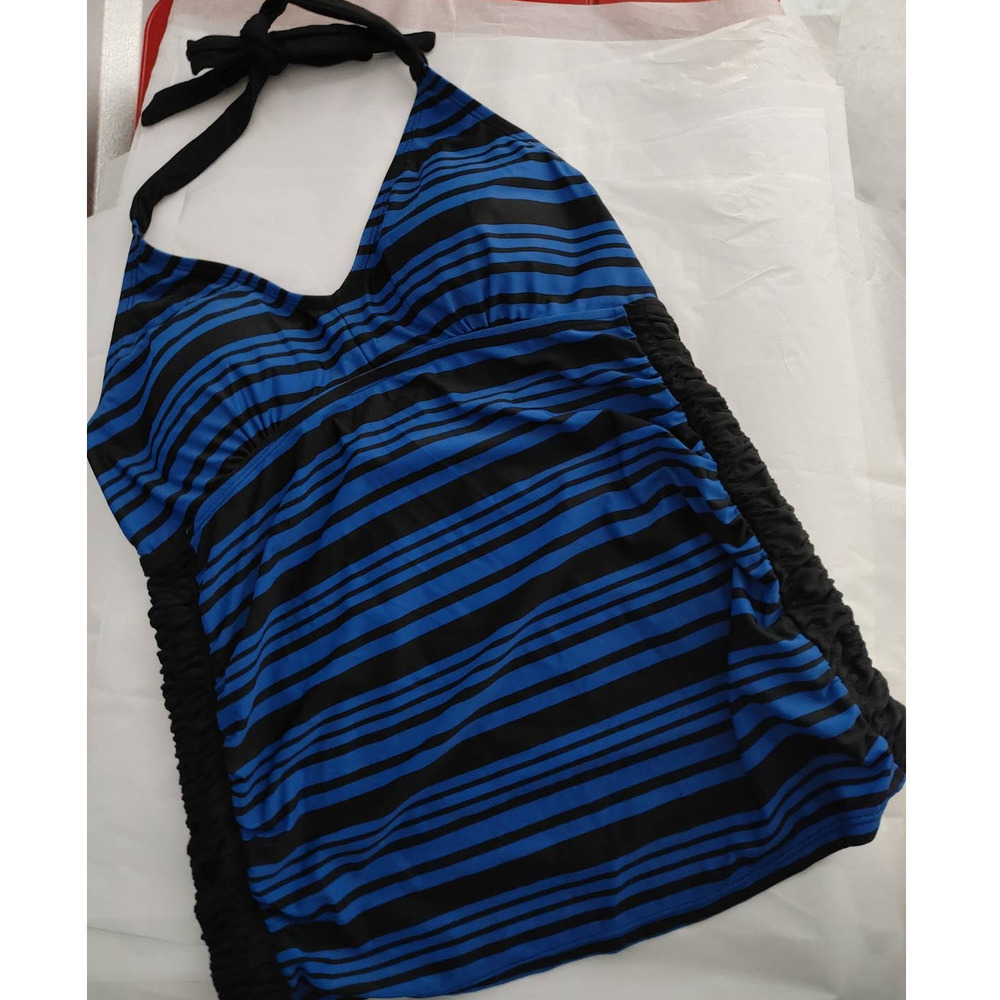 Beach Bump by Motherhood Maternity Striped Tankini Ruched Large